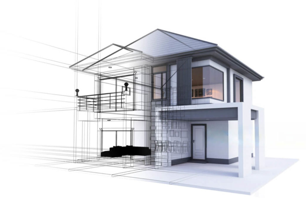 pencil sketch to a 3d rendered home